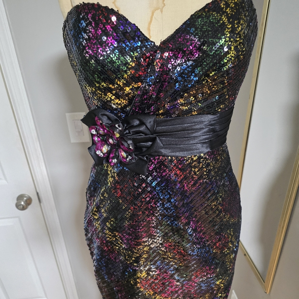 BDazzle Multicolor Sequin Strapless Dress